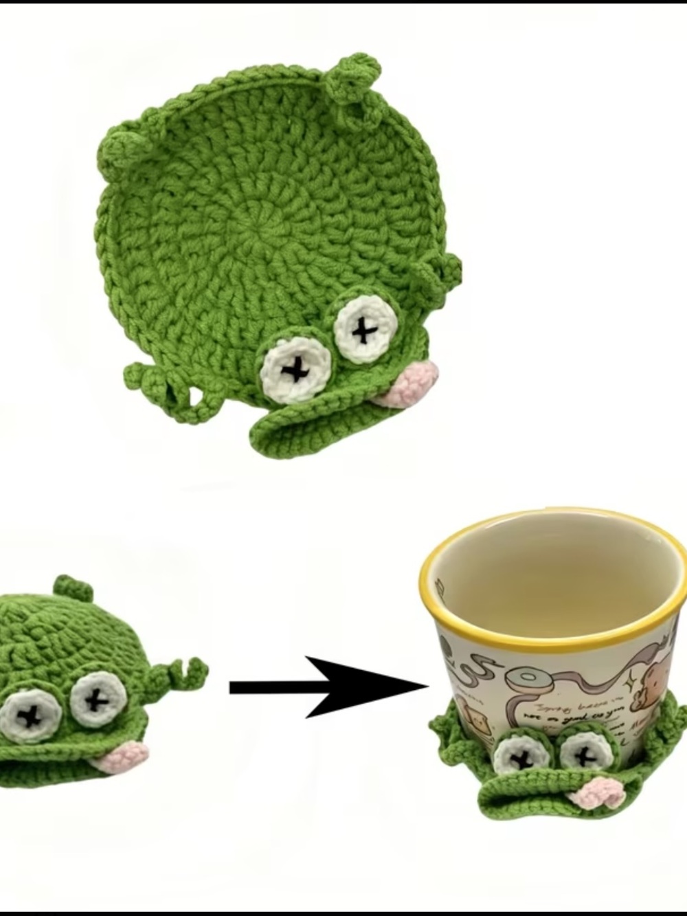 Funny Crochet Frog Coaster – New